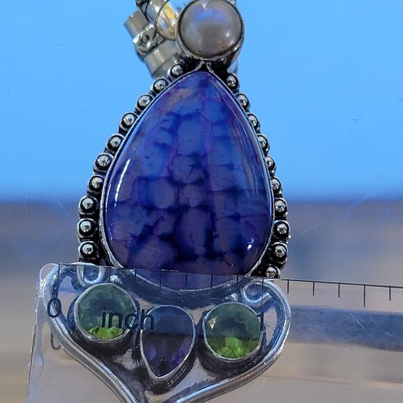 Amethyst Teardrop Pendant with 20-Inch Sterling Silver Chain - Picture 9 of 10